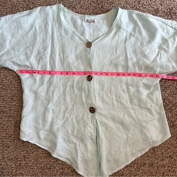 Light Blue 💯 Linen Made in Italy Button-Up Women's Top. - Picture 6 of 8